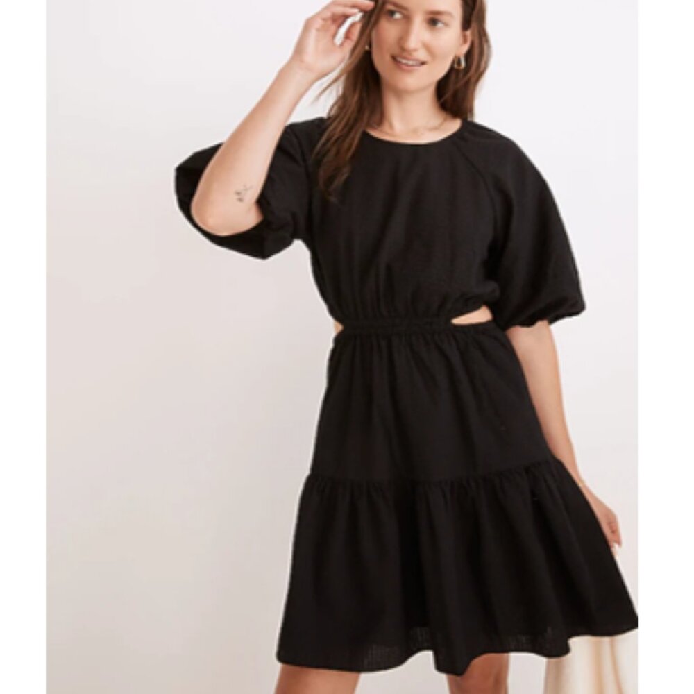 Madewell NWT Black Seersucker Cutout Mini Dress
